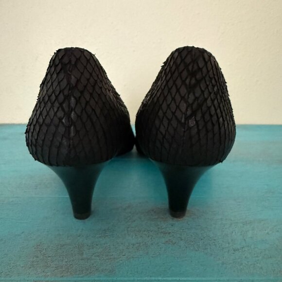 Paul Green Julia Black Reptile Snake Dorsay Kitten Heel Shoes Size 7. - Picture 5 of 9